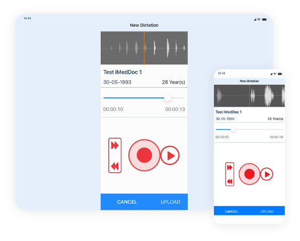 Digital dictation screenshots