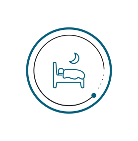 Person sleeping in bed icon.