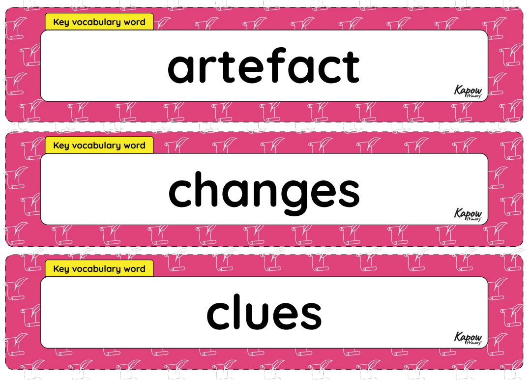 Key vocabulary display: History – Year 1