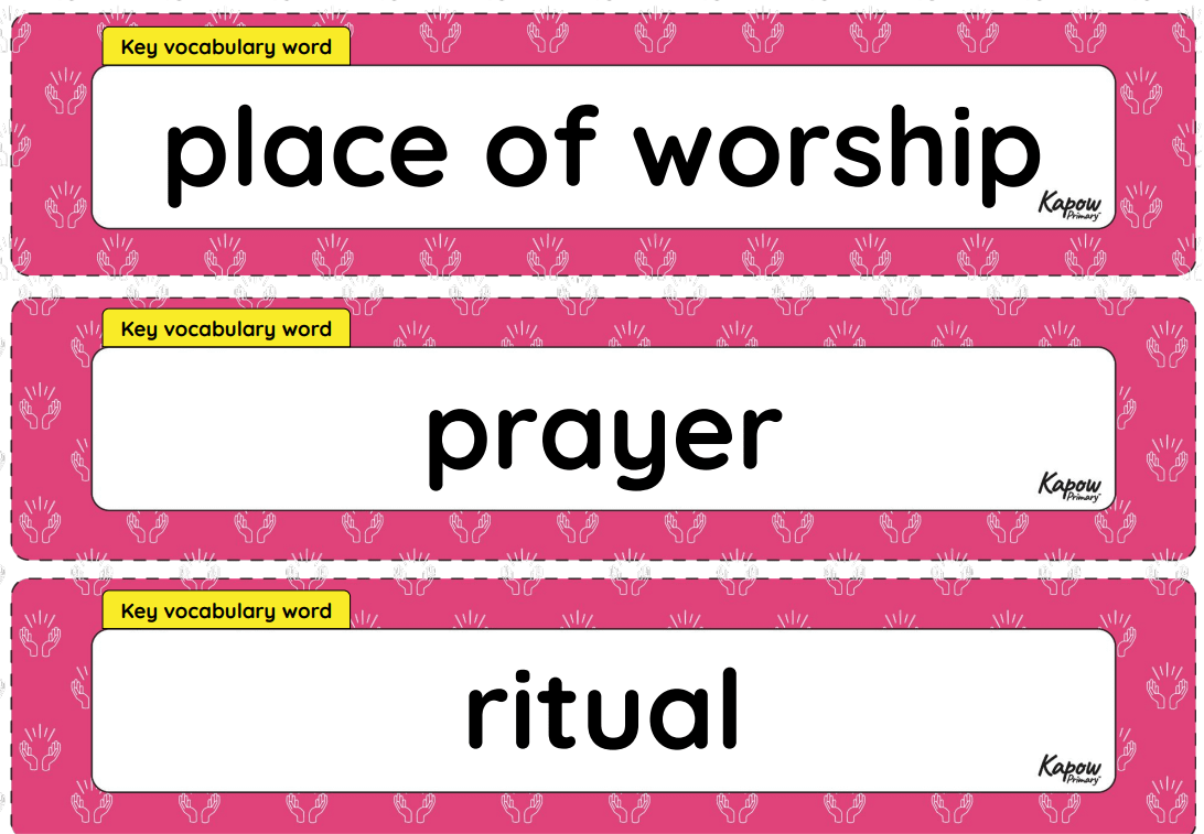 Vocabulary display – R&W Y1/2 (B): Where do some people talk to God?