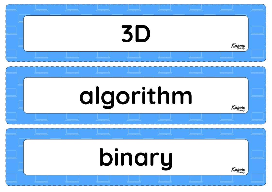 Vocabulary display – Computing Y5: Mars Rover 2