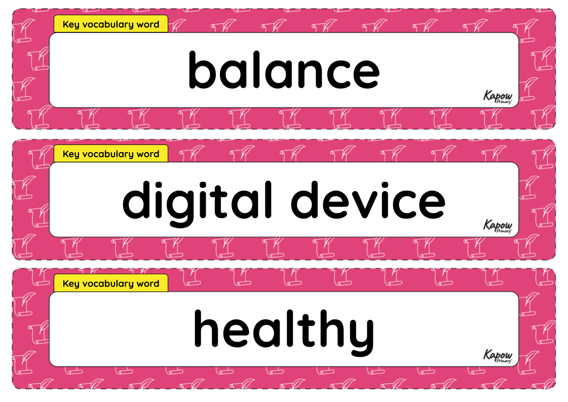 Vocabulary display – RSE & PHSE Y1: How do we spend time online?