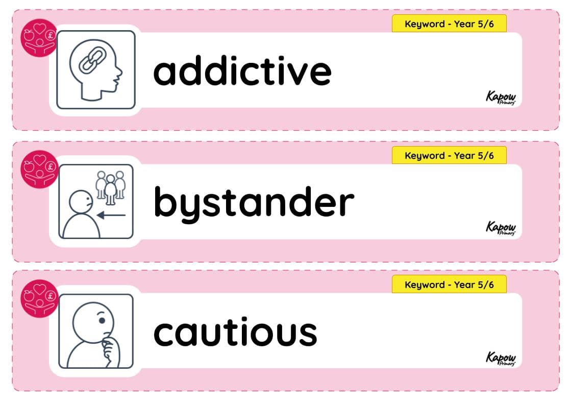 Vocabulary display – RSE & PHSE Y6: How can I stay safe as I grow up?