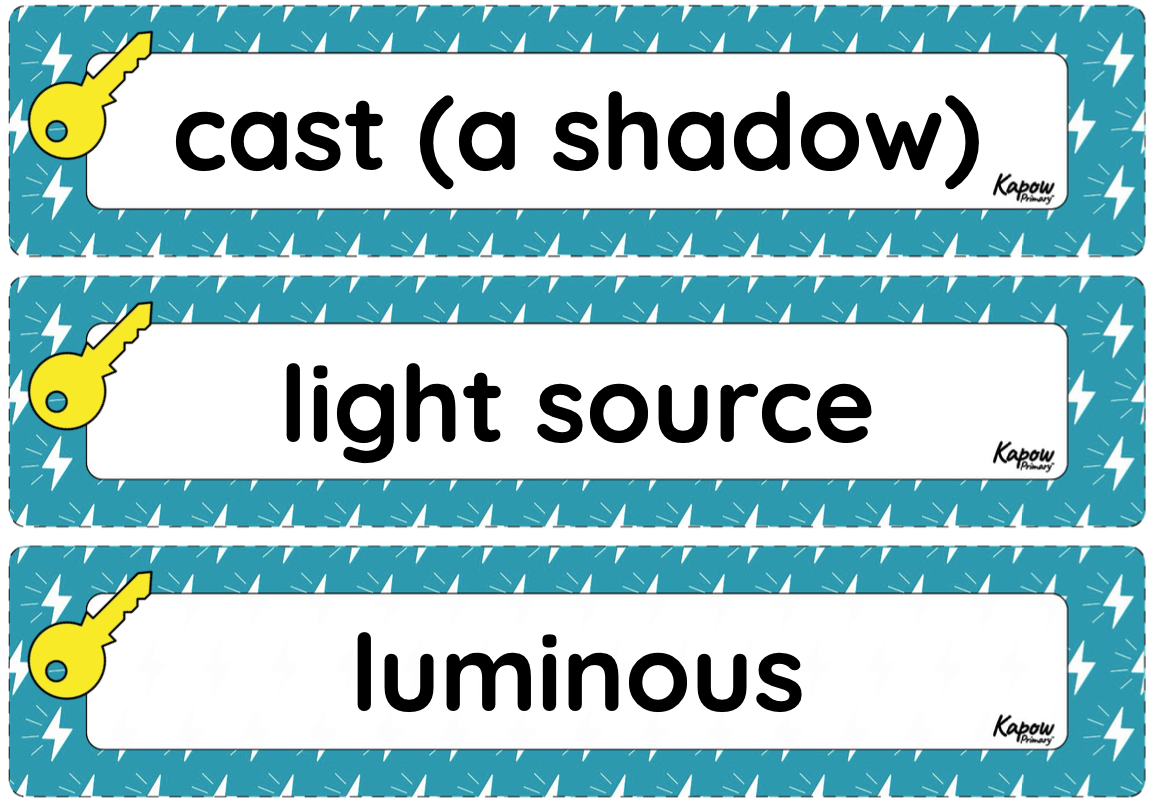 Vocabulary display: Light and shadows