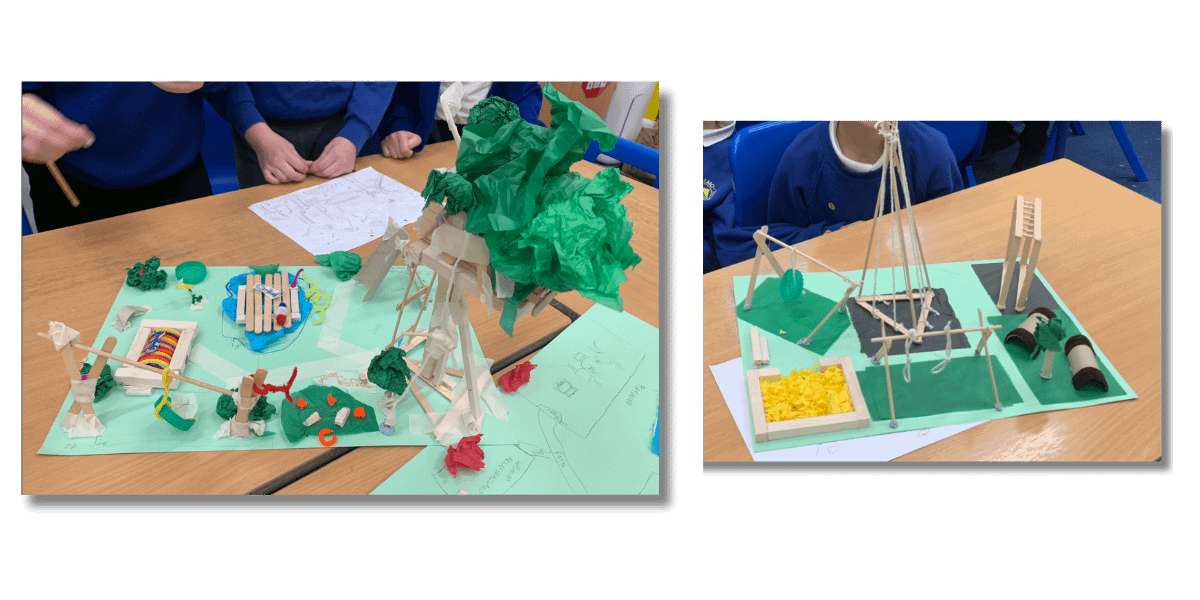 Model playgrounds created by pupils from craft resources