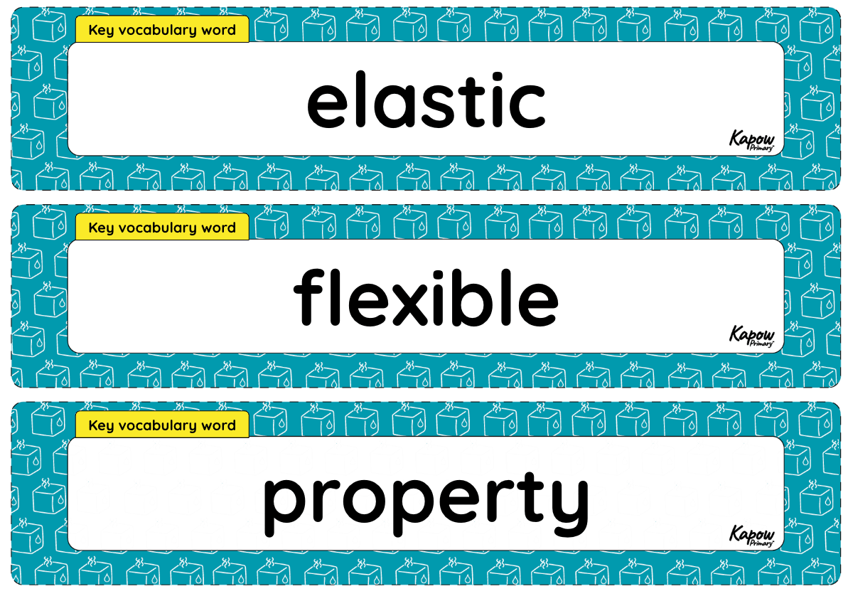 Vocabulary display – Science Y2: Uses of everyday materials