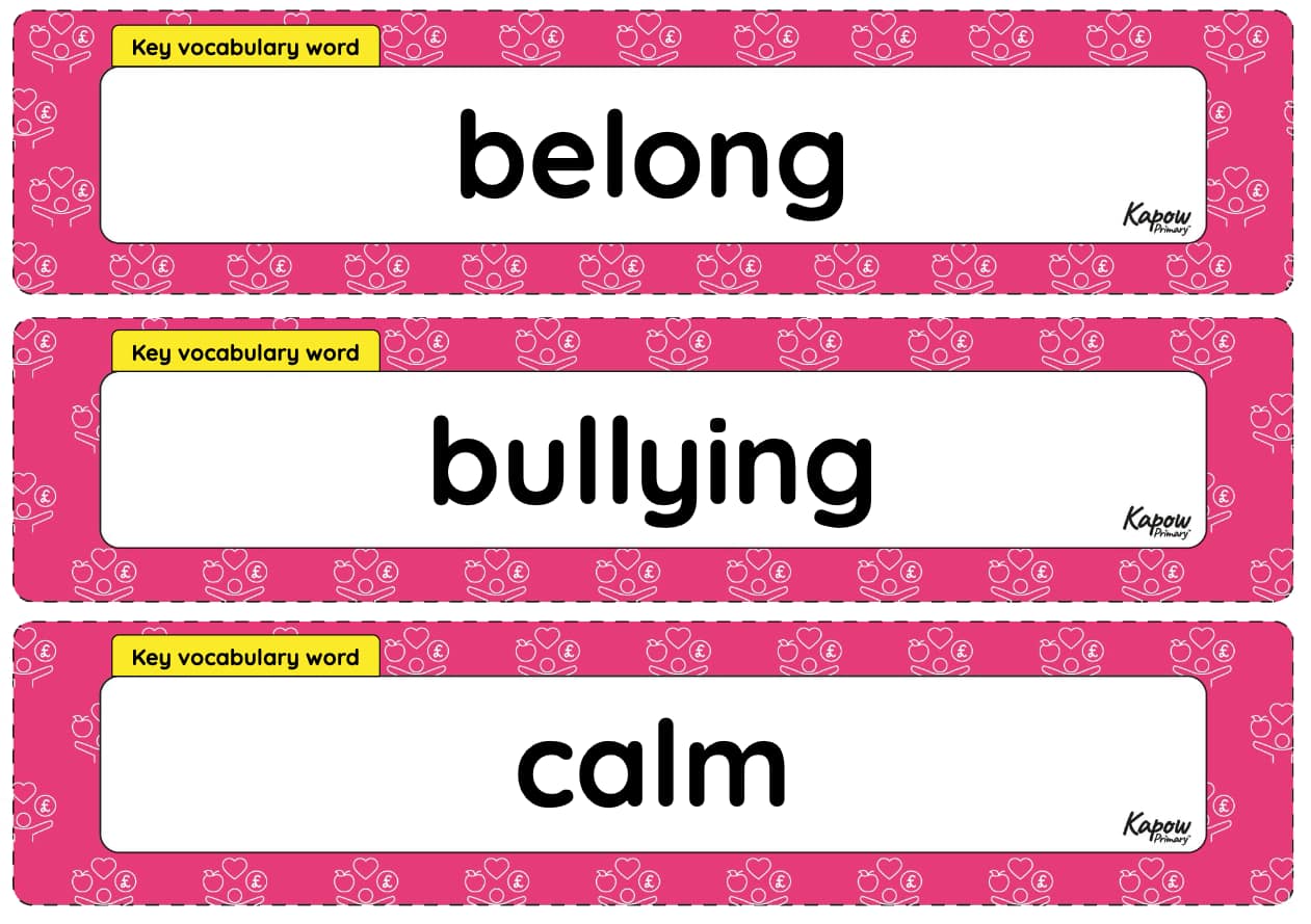 Vocabulary display – RSE & PSHE Y2: How can I build safe, kind and caring relationships with others?