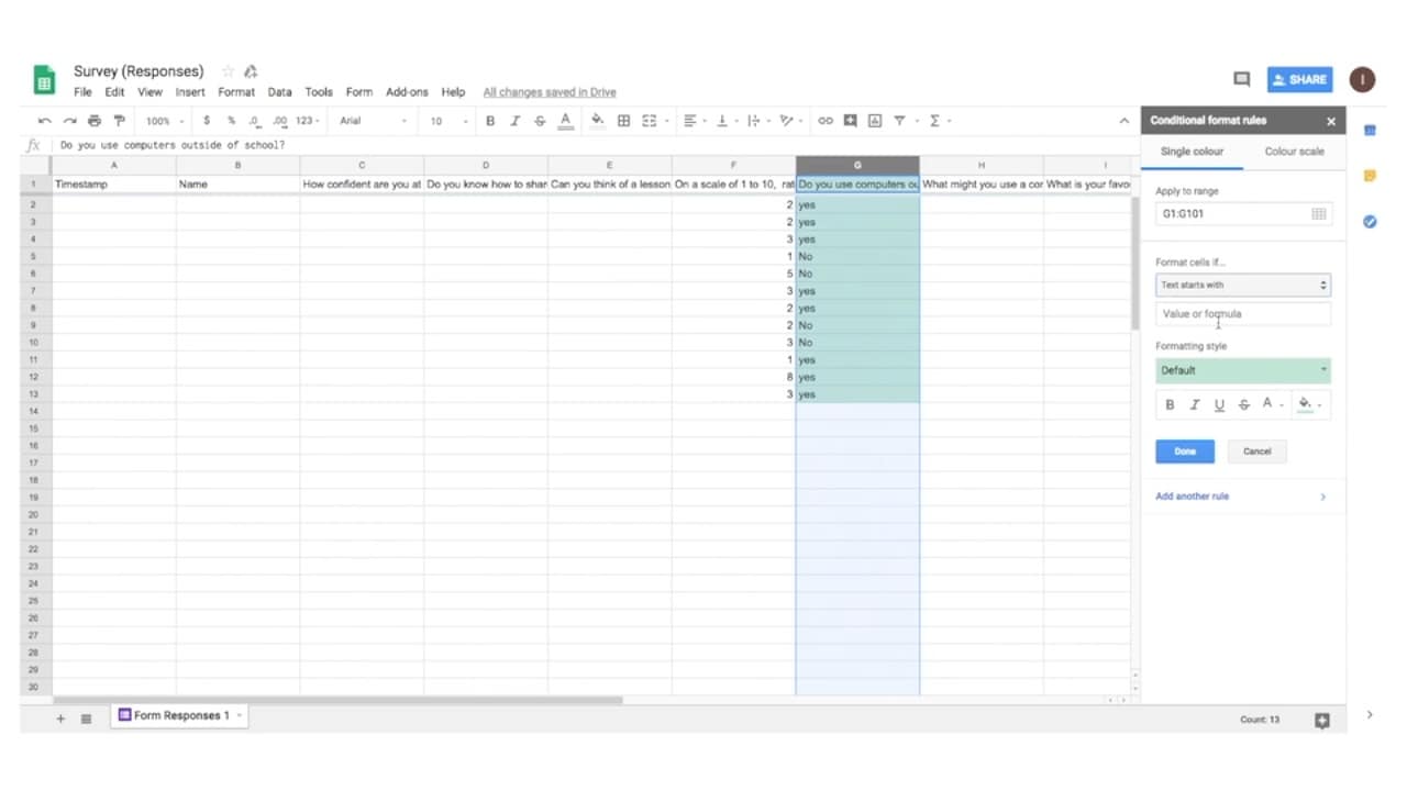 Lesson 5: Shared spreadsheets