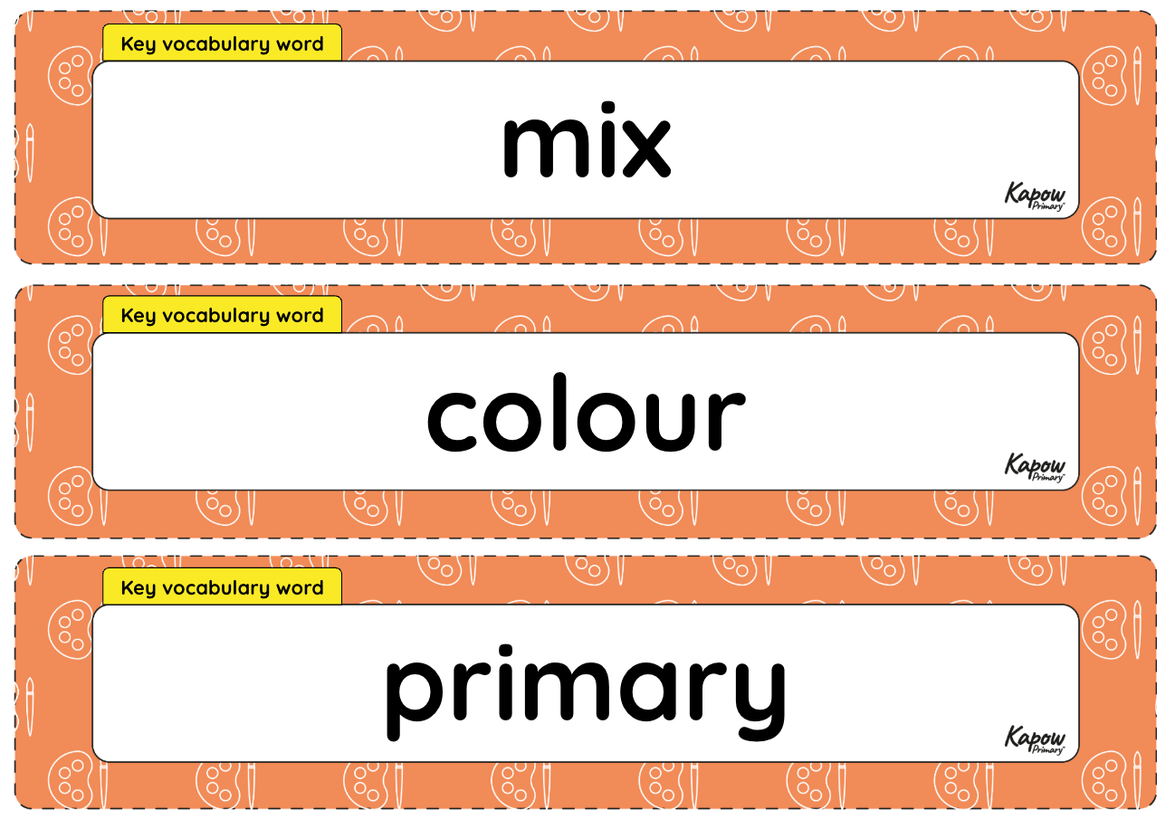Vocabulary display: Colour mixing