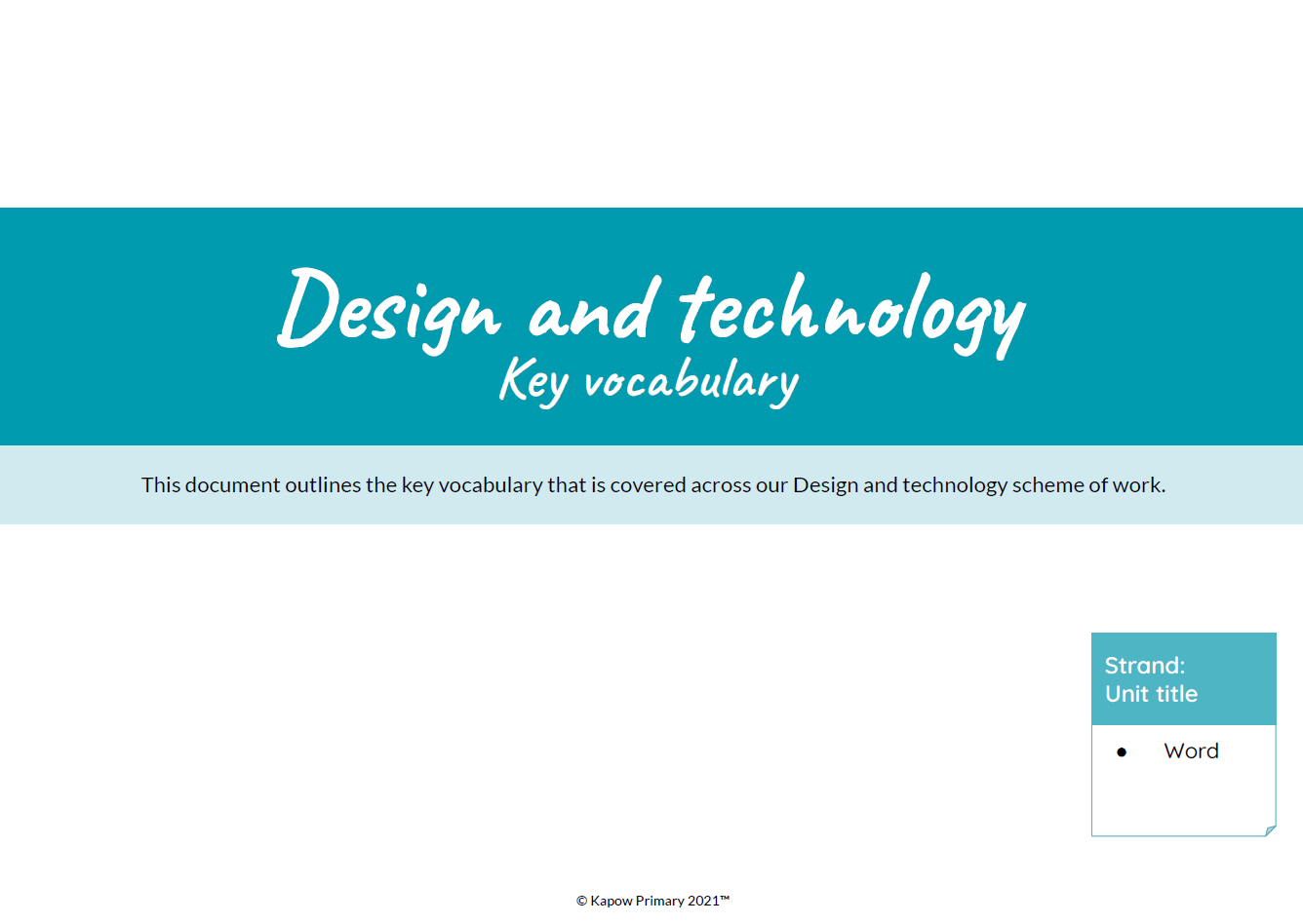 D&T: Key vocabulary