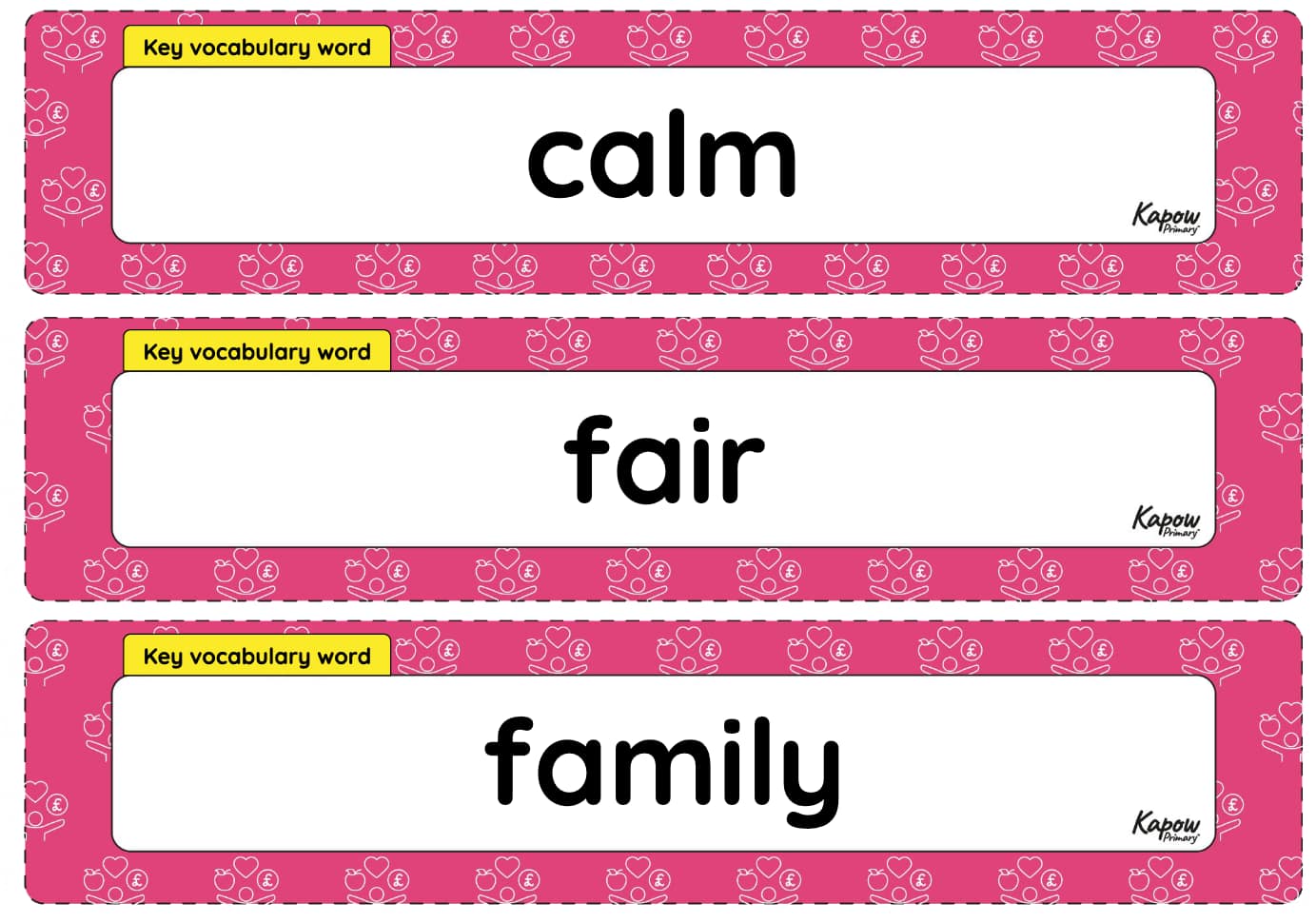 Vocabulary display – RSE & PHSE Y1: How can I help myself and others feel happy and safe?