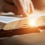 Woman looking through old history book