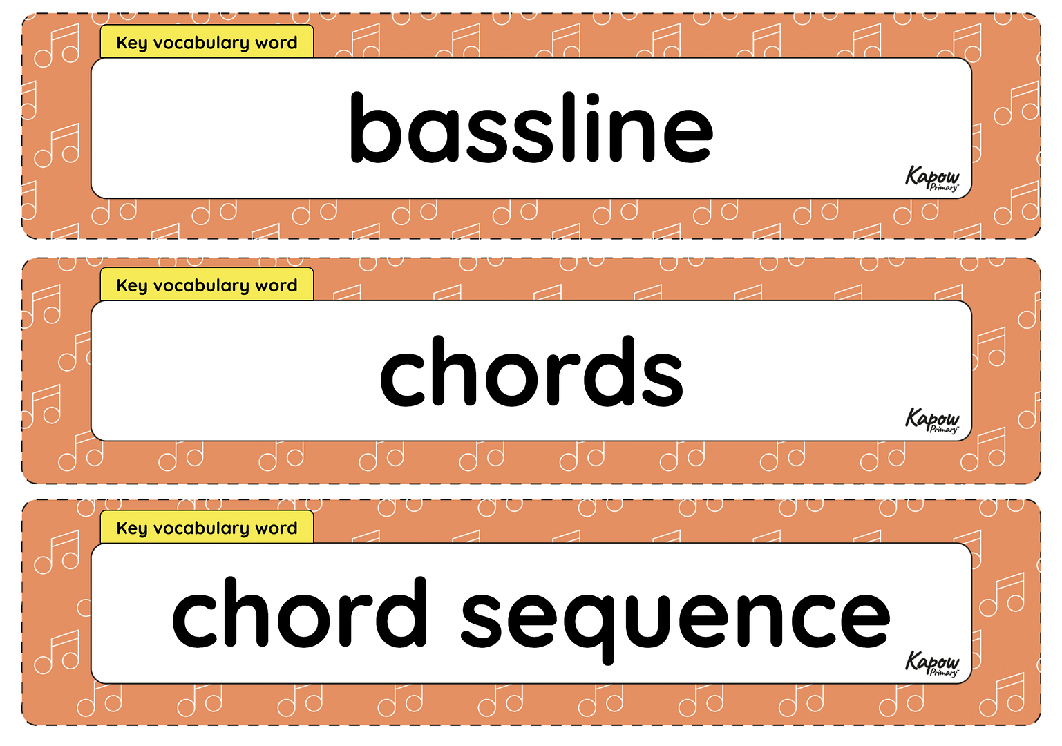 Vocabulary display – Music Y5: Three-chord pop