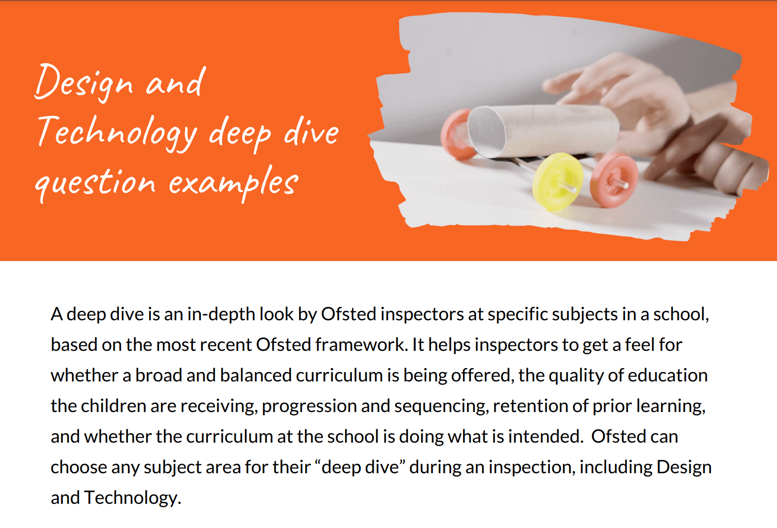 Design and technology deep dive question examples