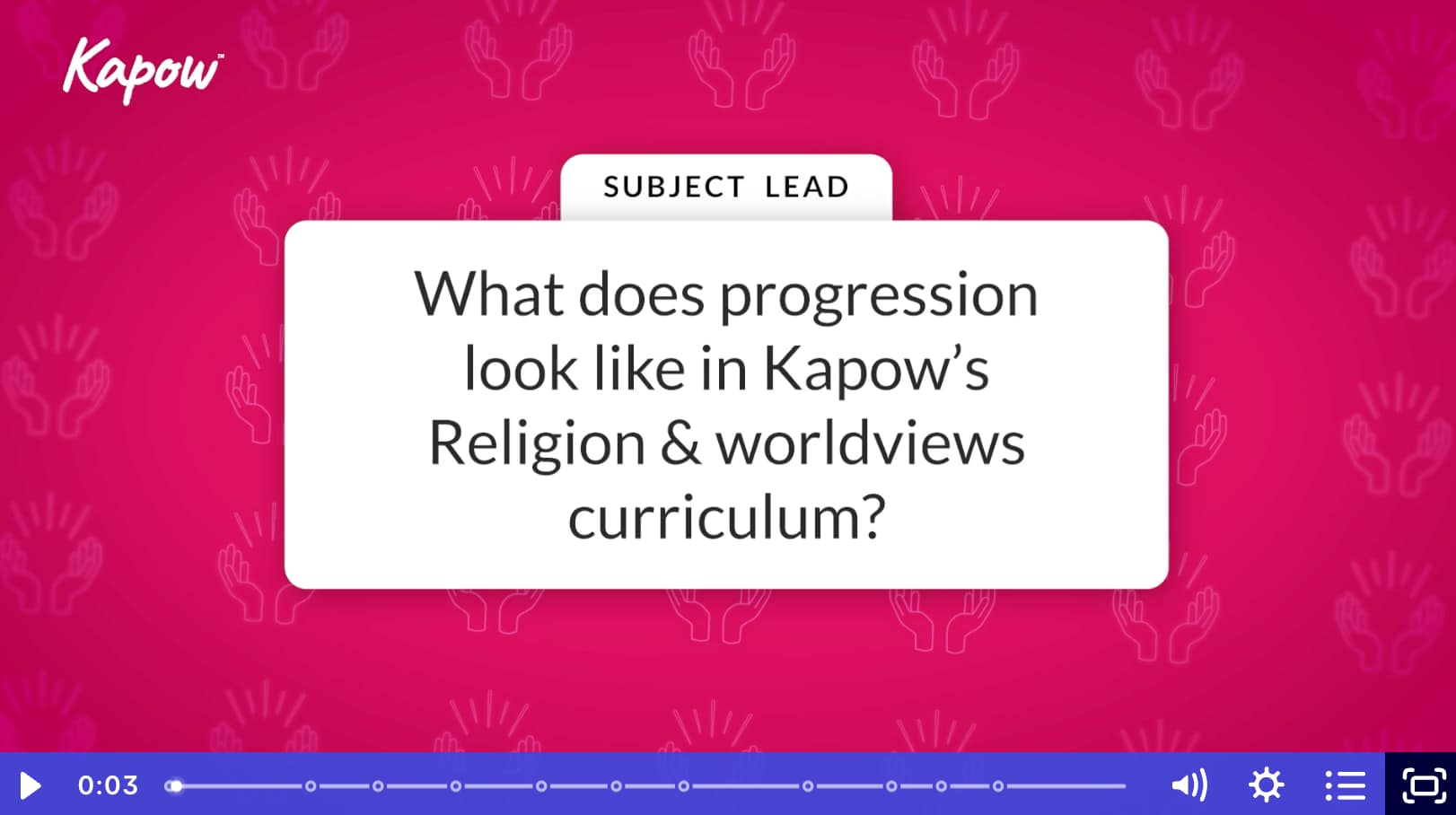 Subject leader video: What does progression look like in Kapow’s R&W curriculum?