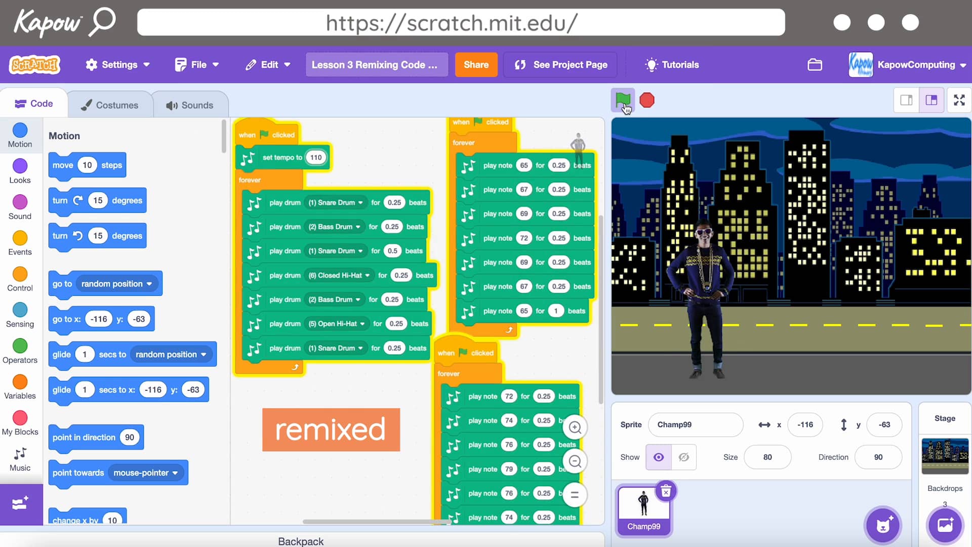 Pupil video: Remixing code