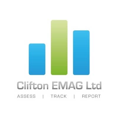 logo with three bars and the text Clifton EMAG limited and the words 