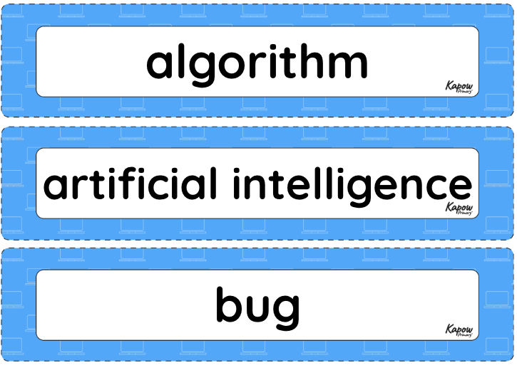 Vocabulary display: Programming 1: Algorithms unplugged