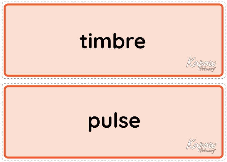 Vocabulary display: Timbre and rhythmic patterns