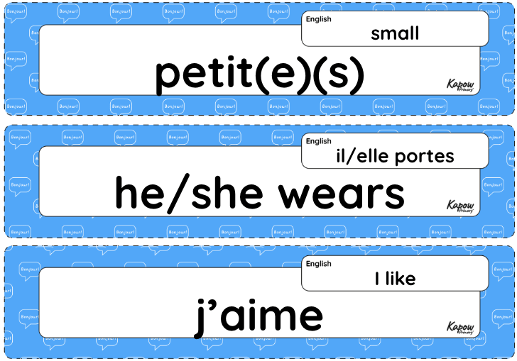 Vocabulary display: Clothes – getting dressed in France