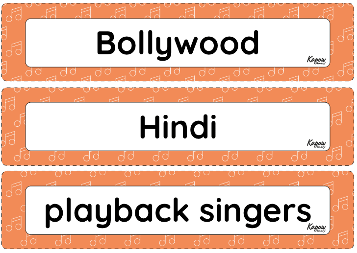 Vocabulary display: Instrumental lesson – India