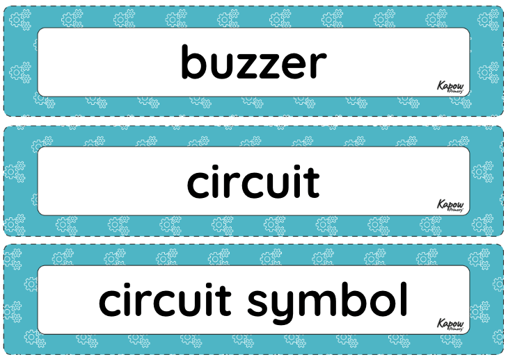 Vocabulary display: Electrical systems: Steady hand game