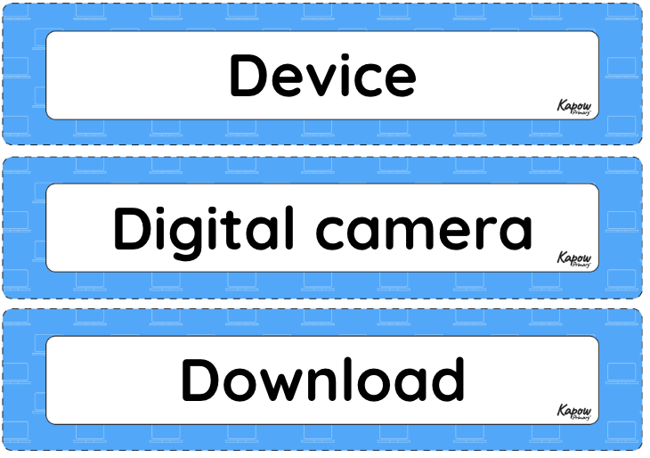 Vocabulary display: Creating media: Digital imagery