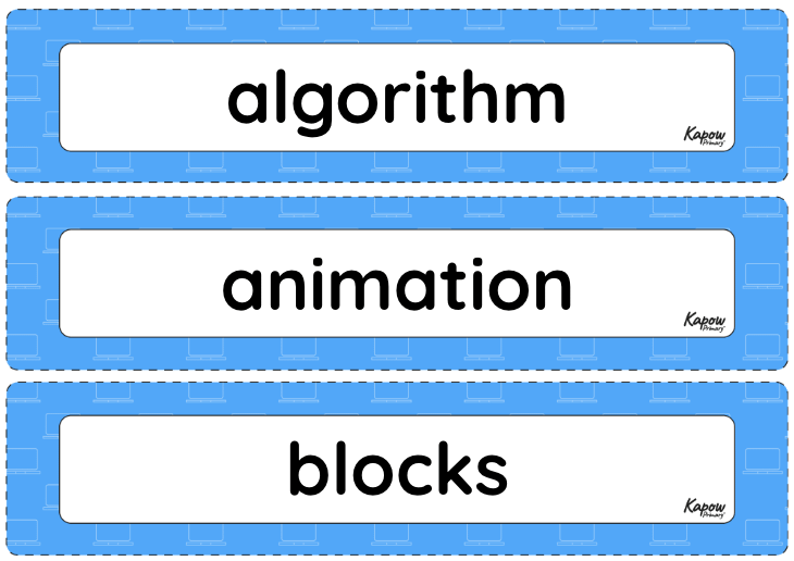 Vocabulary display: Programming 2: ScratchJr