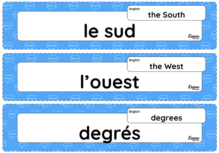 Vocabulary display: French weather