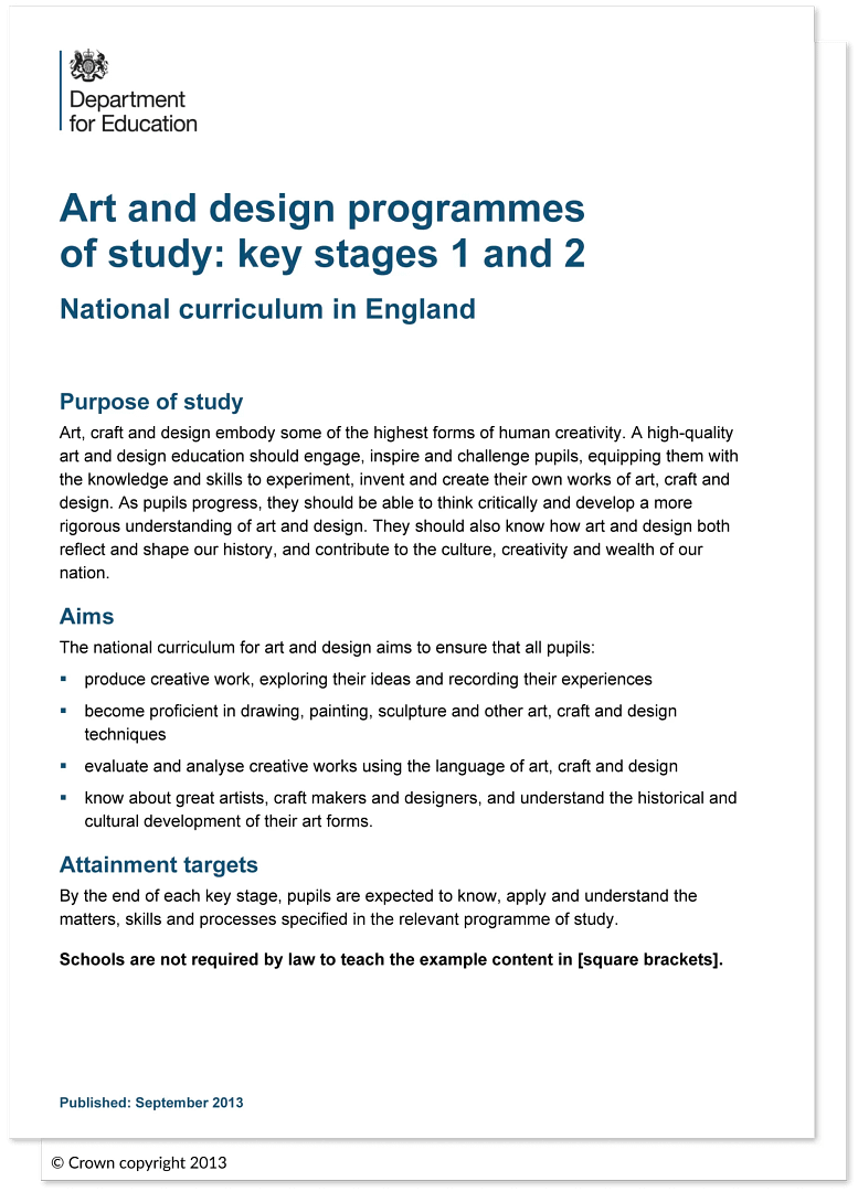 Page from the Department for Education titled 