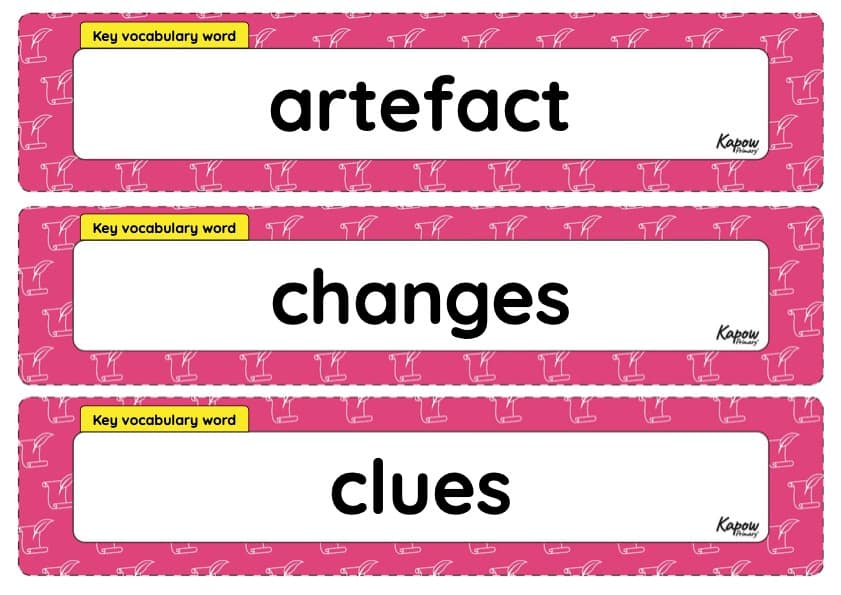 Key vocabulary display: History – Year 1
