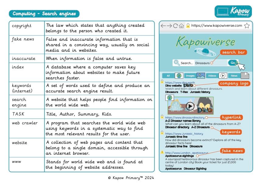 Knowledge organiser: Computing – Y5 Search engines