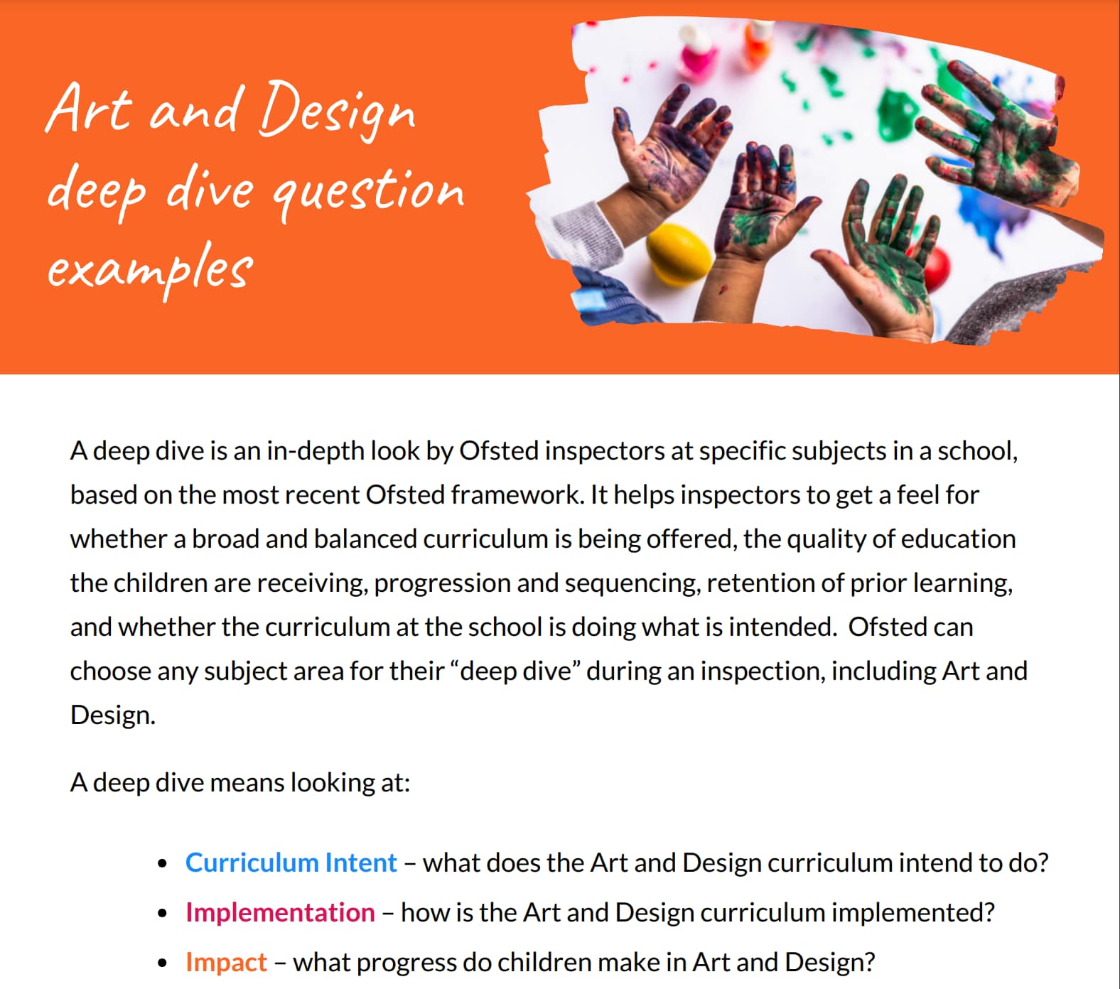 Art Ofsted Support FREE Deep Dive Question Examples