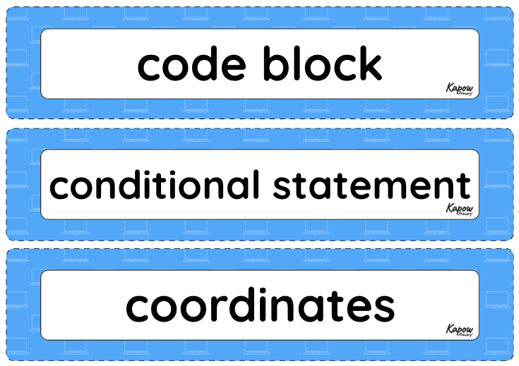Vocabulary display Programming 1 Further coding with Scratch