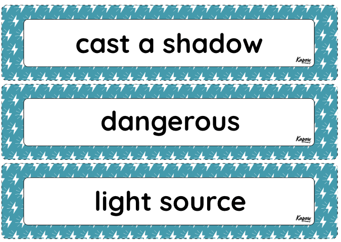 Vocabulary Display: Light And Shadows