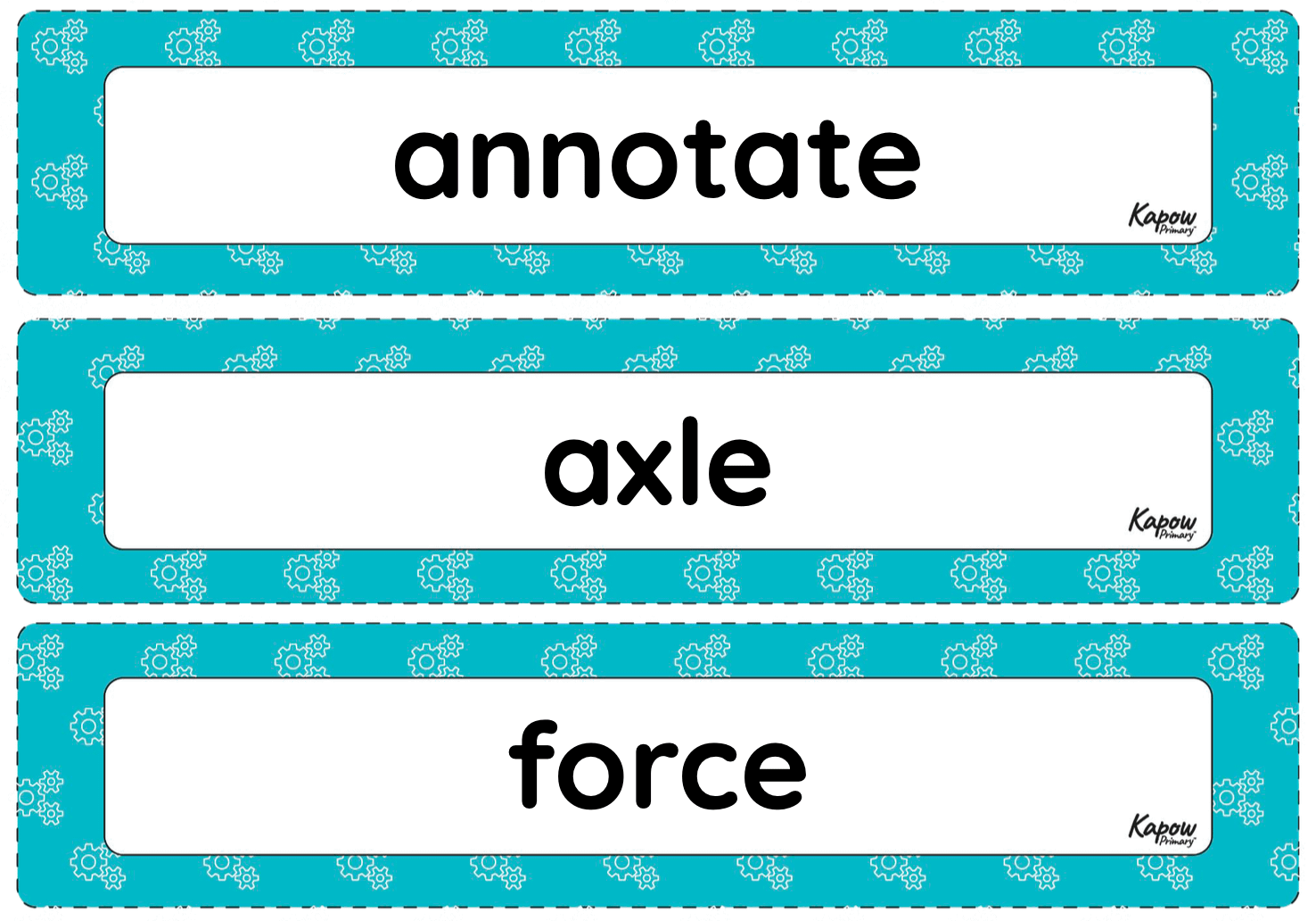 Vocabulary display Gears and pulleys