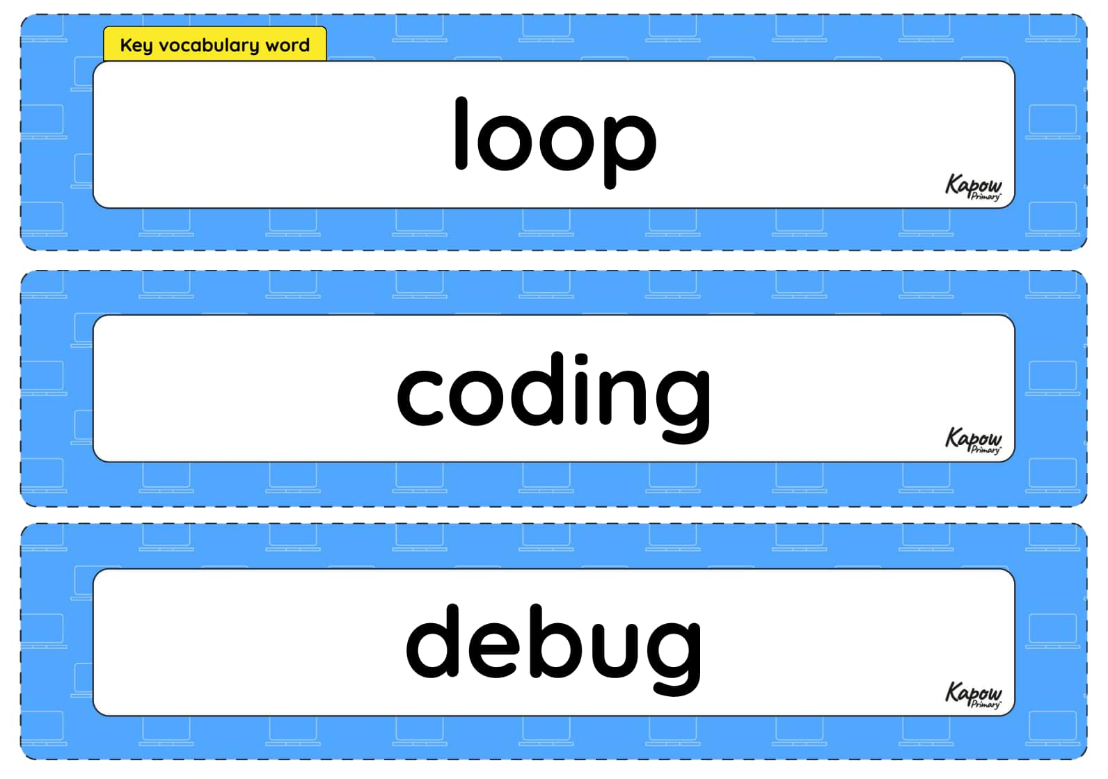 Vocabulary display - Computing Y3: *New* Programming Scratch