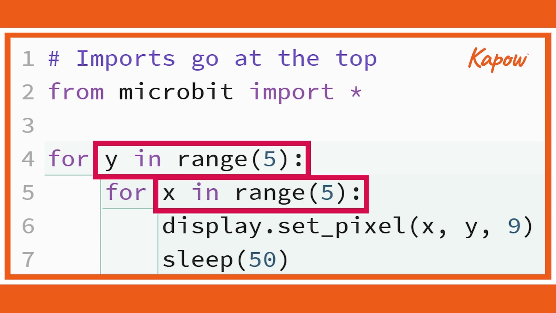 Pupil video: Nested loops in Python - Kapow Primary