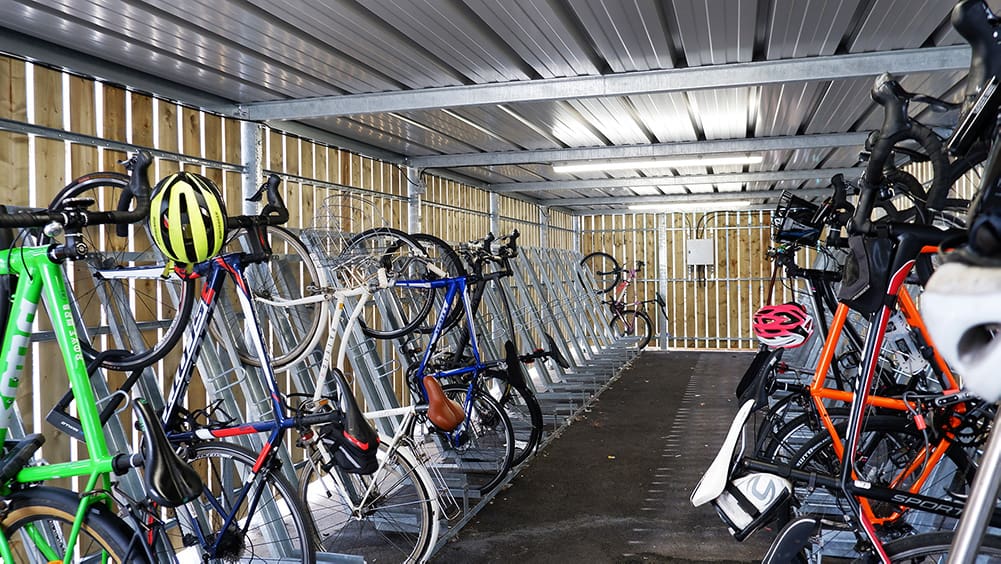 semi vertical bike storage