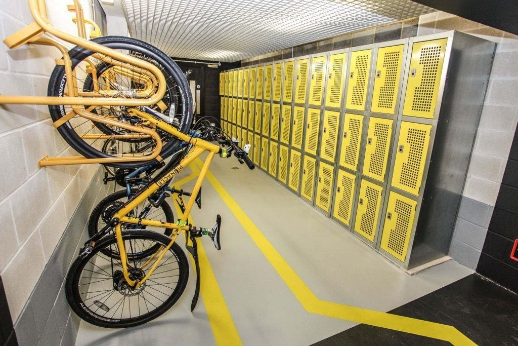 Accommodating Folding Bike Lockers and Two Tier Bike Racks