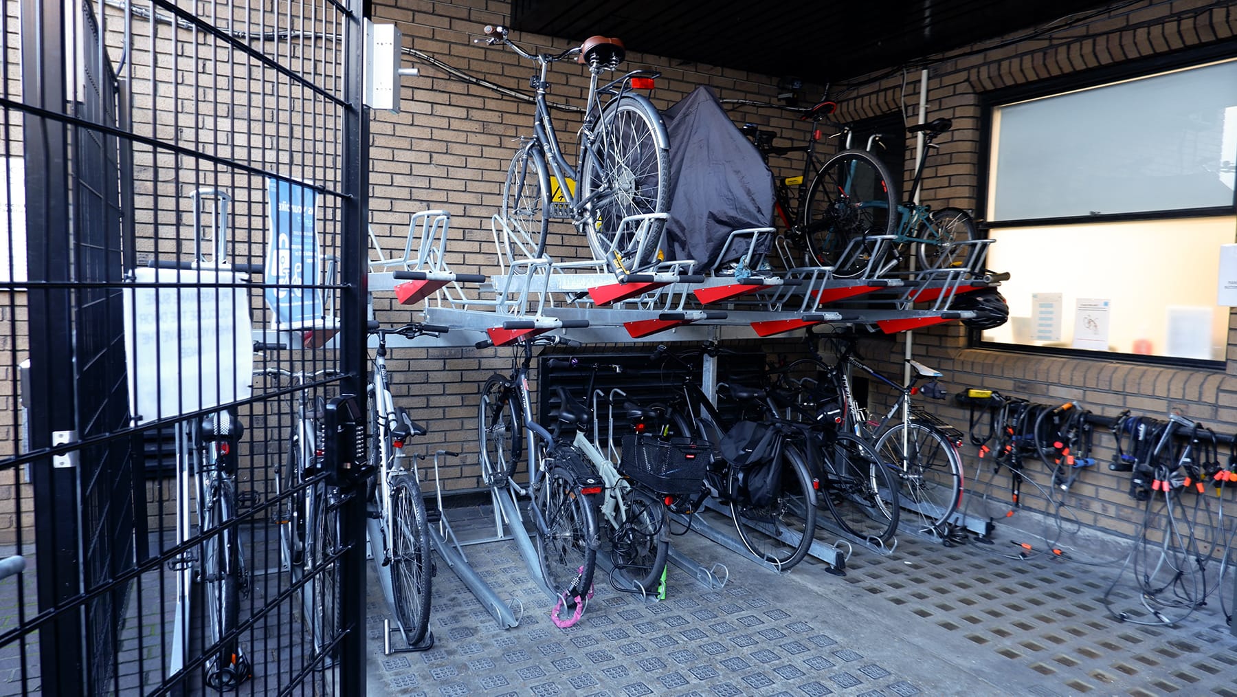 secure cycle caging and hospital bike parking