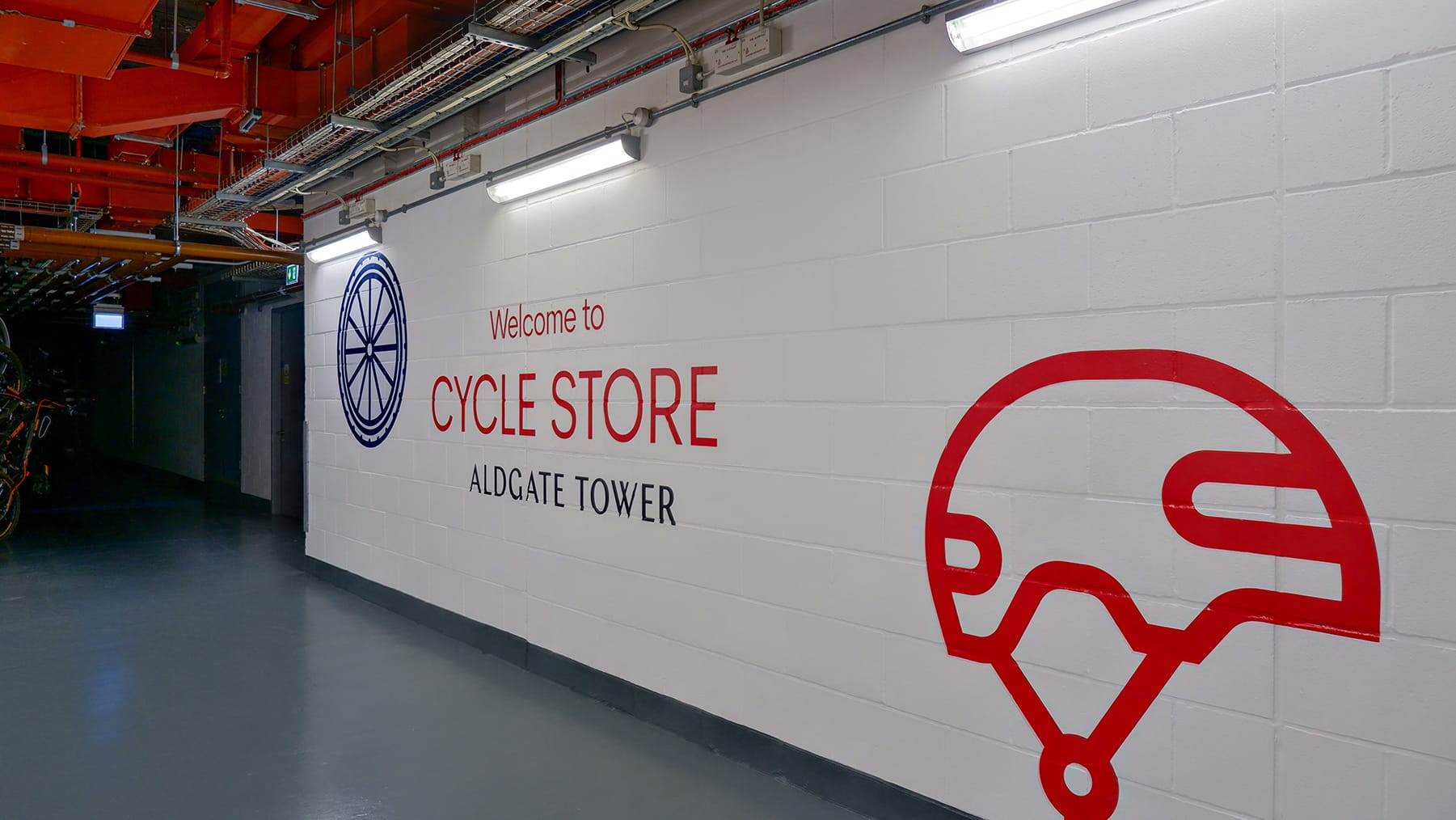 aldgate tower bike store wayfinding