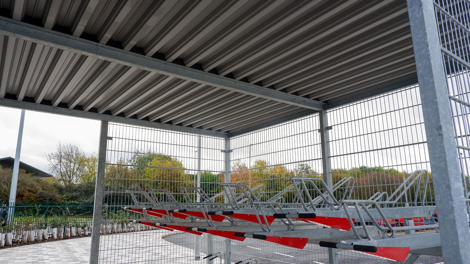 open two tier cycle storage shelter