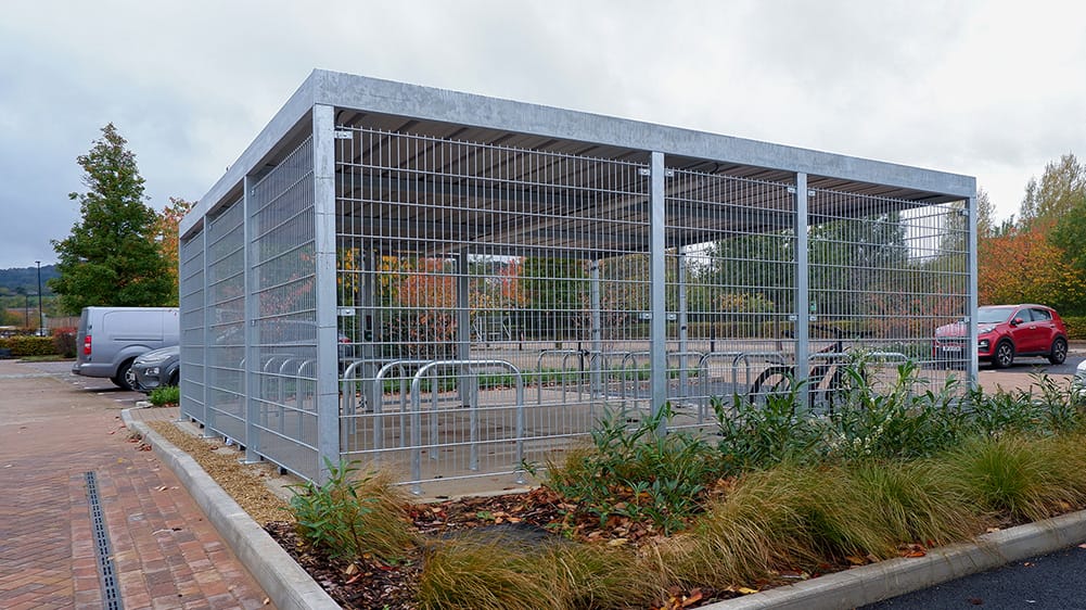 galvanised bicycle shelter