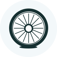 404 icon, green and white bike wheel