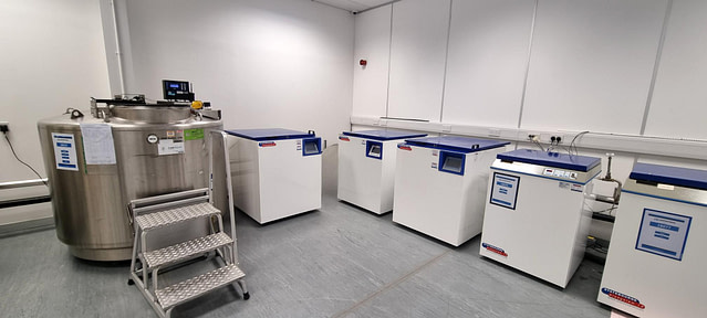 Temperature controlled and monitored storage devices within a GMP environment