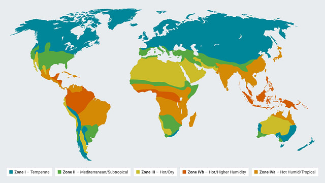 graphic showing ich zones on a world map