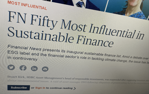 Financial News Most Influential in Sustainable Finance