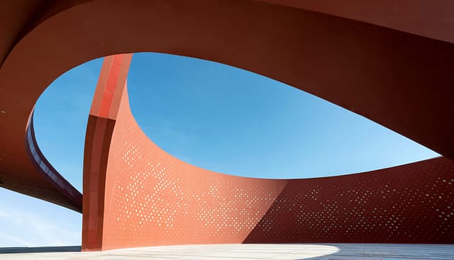 3d rendered abstract red wall and clearing