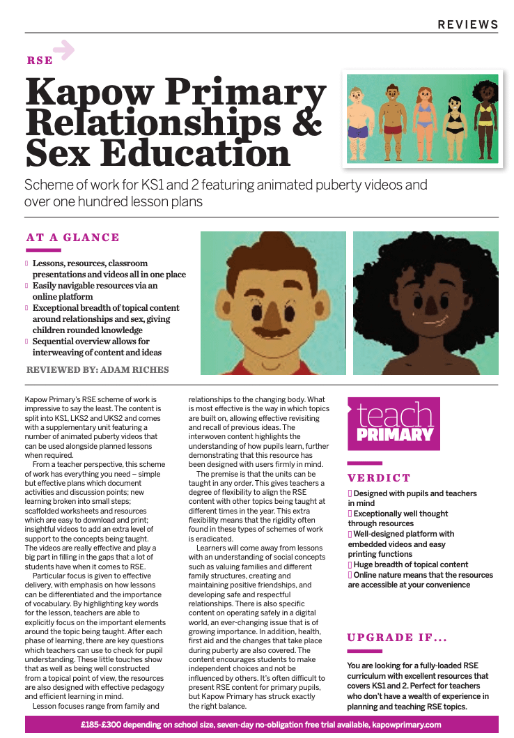 Relationships And Sex Education Rse And Pshe Scheme Kapow Primary 5254